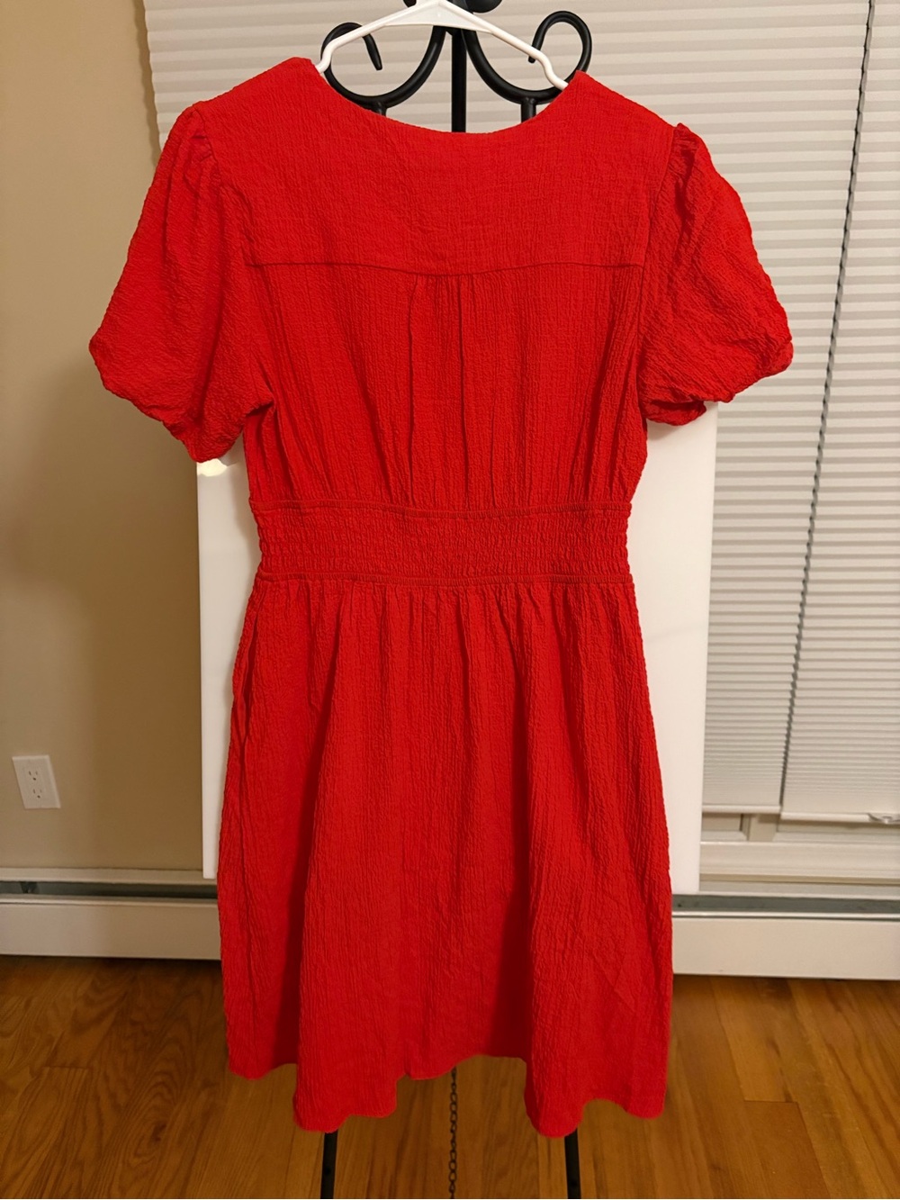 Monteau Red V-Neck Puff Sleeve Mini Dress - Picture 4 of 4